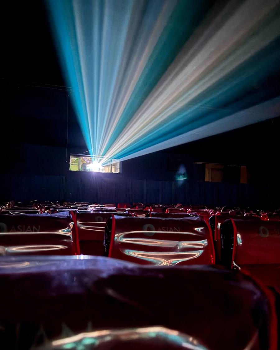 The projector beam over the seats at The Indy